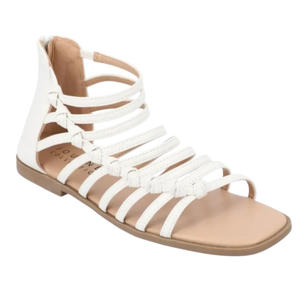 Journee Women's Petrra Gladiator Flat Sandals White Size 7